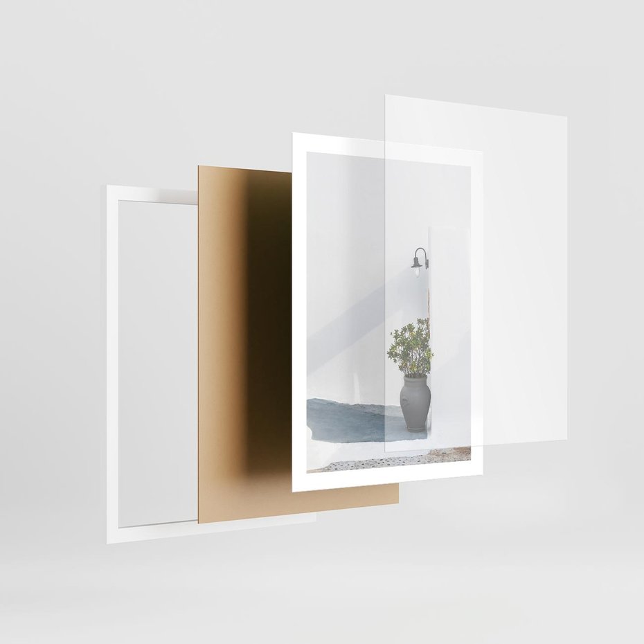 Plakat w ramie 50x70 - Błękitne wybrzeże - Santorini, Grecja - rama biała