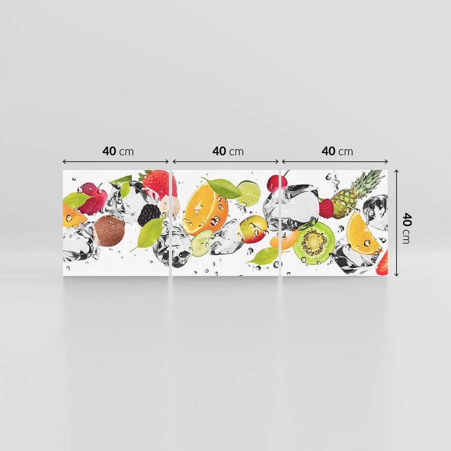 Obraz na płótnie 120x40 - Świeżość letnich owoców - woda, owoce