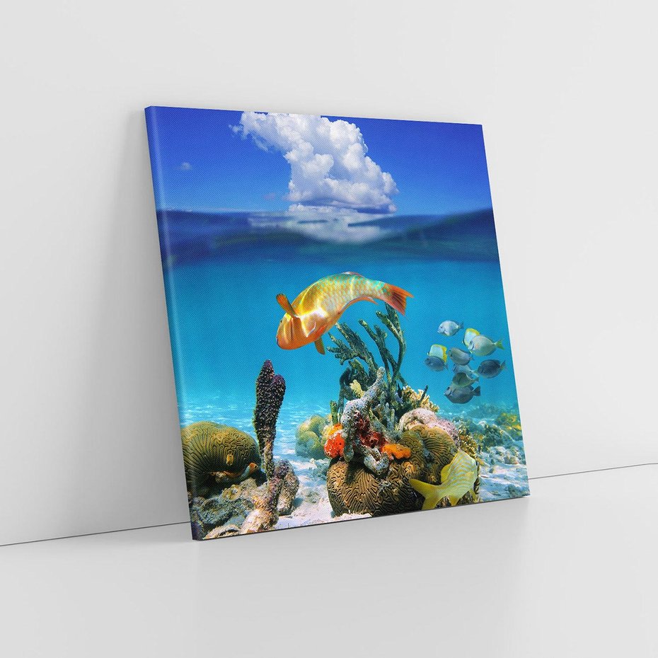 Obraz na płótnie 80x80 - Podwodna rafa koralowa: kolorowy oceanowy świat - rafa, koralowa