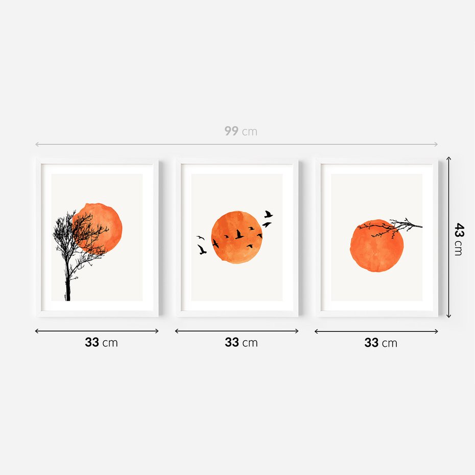 Zestaw obrazy w ramie 30x40 galeria - Boho, plakaty, minimalistyczne - rama biała