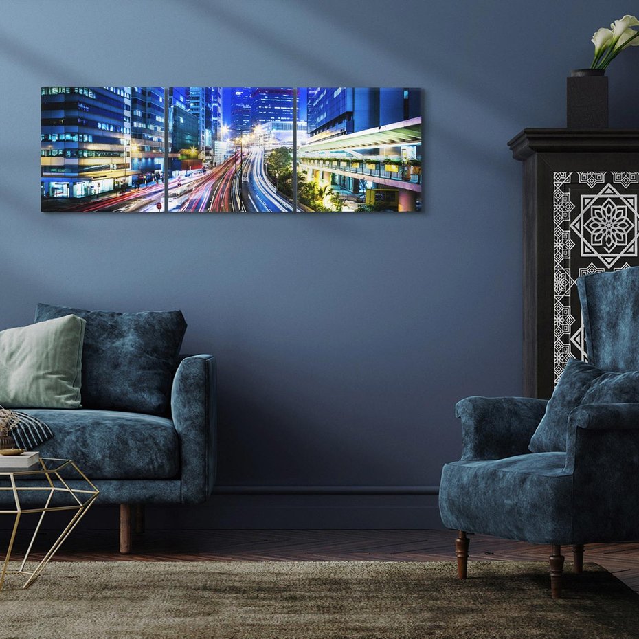 Obraz na płótnie 150x50 - Nocne Światła Miasta - noc, miasto