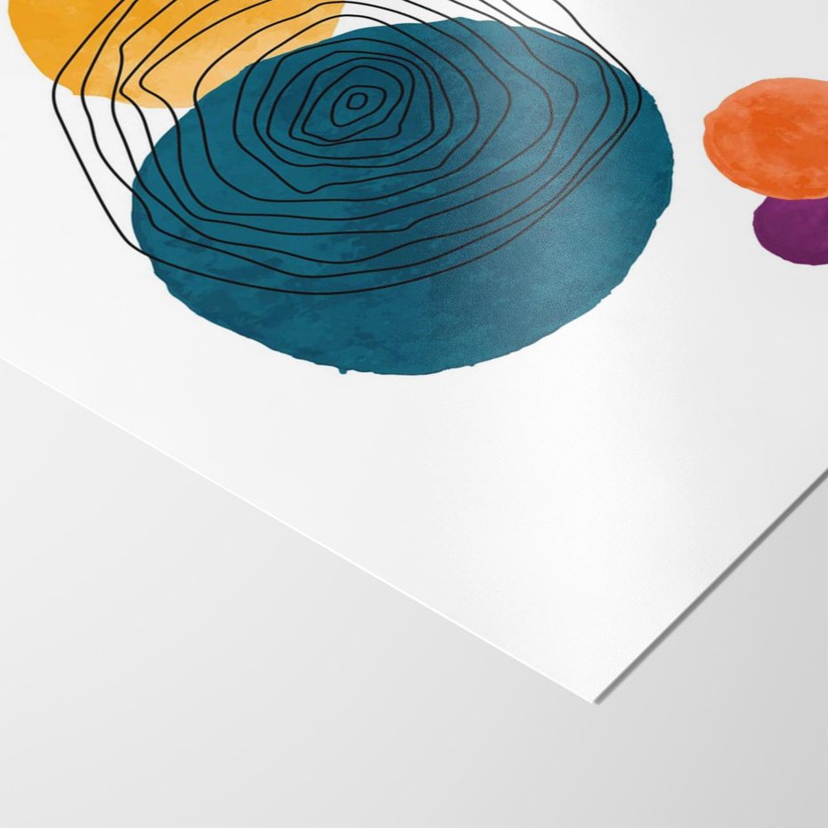 Plakat bez ramy 21x30 - Kolorowe Plam z Czarnymi Liniami - kolorowe plamy, szkic