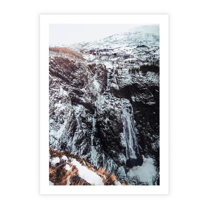 Plakat bez ramy 21x30 - Góry w Białym Uroku: Zimowa Sceneria - górski krajobraz, zima
