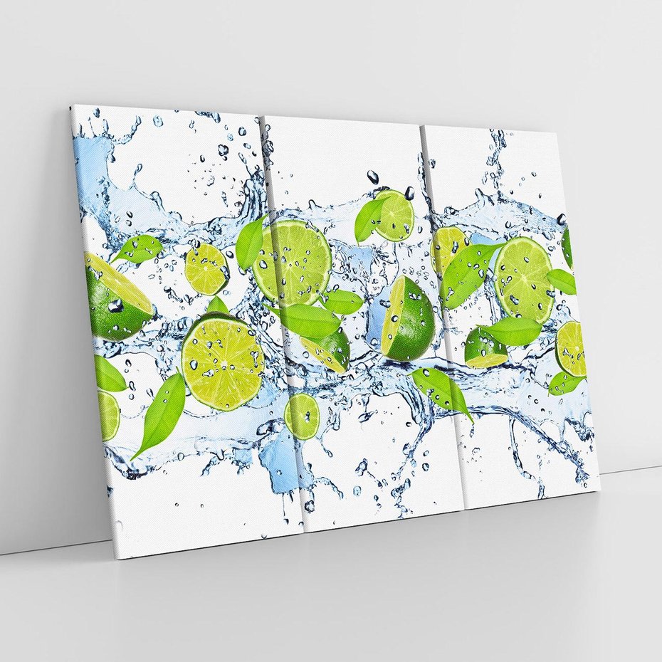 Obraz na płótnie 120x80 - Świeżość limonki i błękity wody - limonka, woda