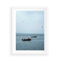 Plakat w ramie 50x70 - Rybacki Urok - morze, kutry rybackie - rama biała