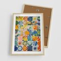 Plakat w ramie 50x70 - Rozkwitające Wzory Abstrakcji - abstrakcyjny obraz, mnogość kolorów - rama drewno