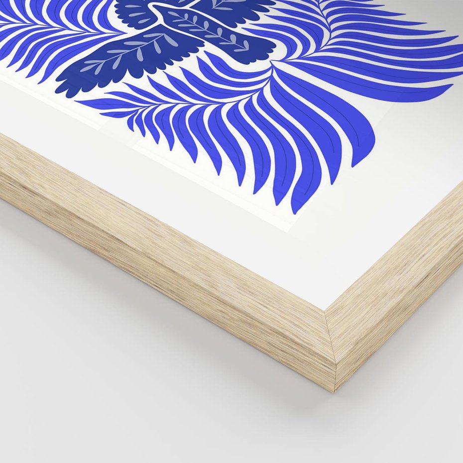 Plakat w ramie 50x70 - Etniczne Rekwizyty - etniczne roślinne wzory, granat - rama drewno