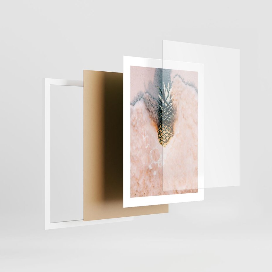 Plakat w ramie 30x40 - Egzotyczna Plaża - ananas, na plaży - rama biała