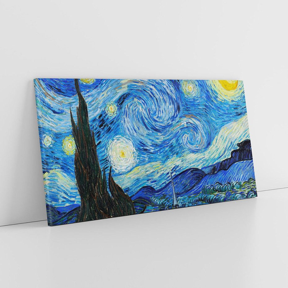 Obraz na płótnie 140x70 - "Gwiaździsta noc" (1889) Vincent van Gogh - Reprodukcja - reprodukcja, obraz na płótnie