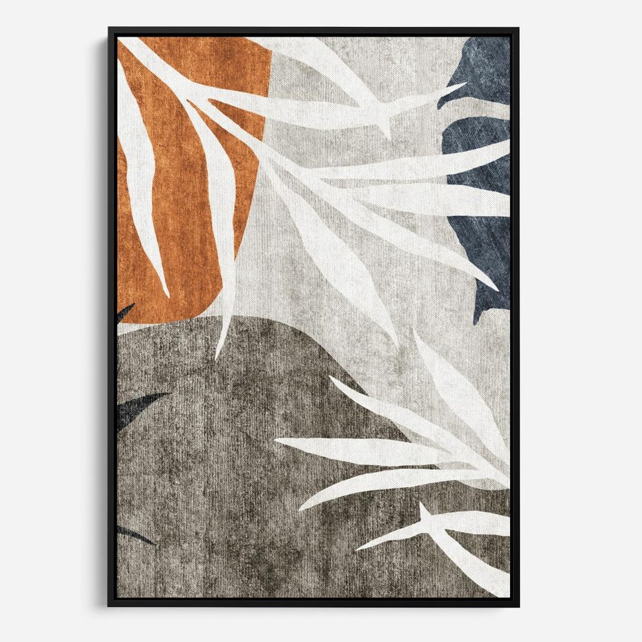 Obraz w ramie 70x100 - Oddechy ciszy i ruchu - rzut liści palmy, monstery - rama czarna