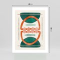 Plakat bez ramy 40x50 - Oryginalny obraz abstrakcyjny w nowoczesnym stylu. Geometryczne akwarelowe kształty w intensywnych odcieniach zieleni i pomarańczu. Doskonała dekoracja dla miłośników sztuki. - abstrakcyjny obraz, sztuka nowoczesna