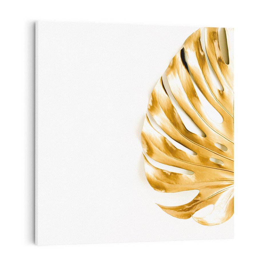Obraz na płótnie 70x70 - Przyjemność dla Oczu - złote, liście