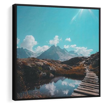 Obraz w ramie 50x50 - Inspirujący Pejzaż - ścieżka, górska - rama czarna