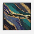 Obraz w ramie 50x50 - Sztorm malarskich emocji - marmur, abstrakcyjna grafika - rama czarna