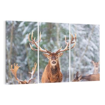 Obraz na płótnie 120x80 - Monarcha Zimowej Dziczy - jeleń, zima