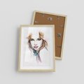 Plakat w ramie 30x40 - Abstrakcyjny portret kobiecy - grafika, kobieta - rama drewno