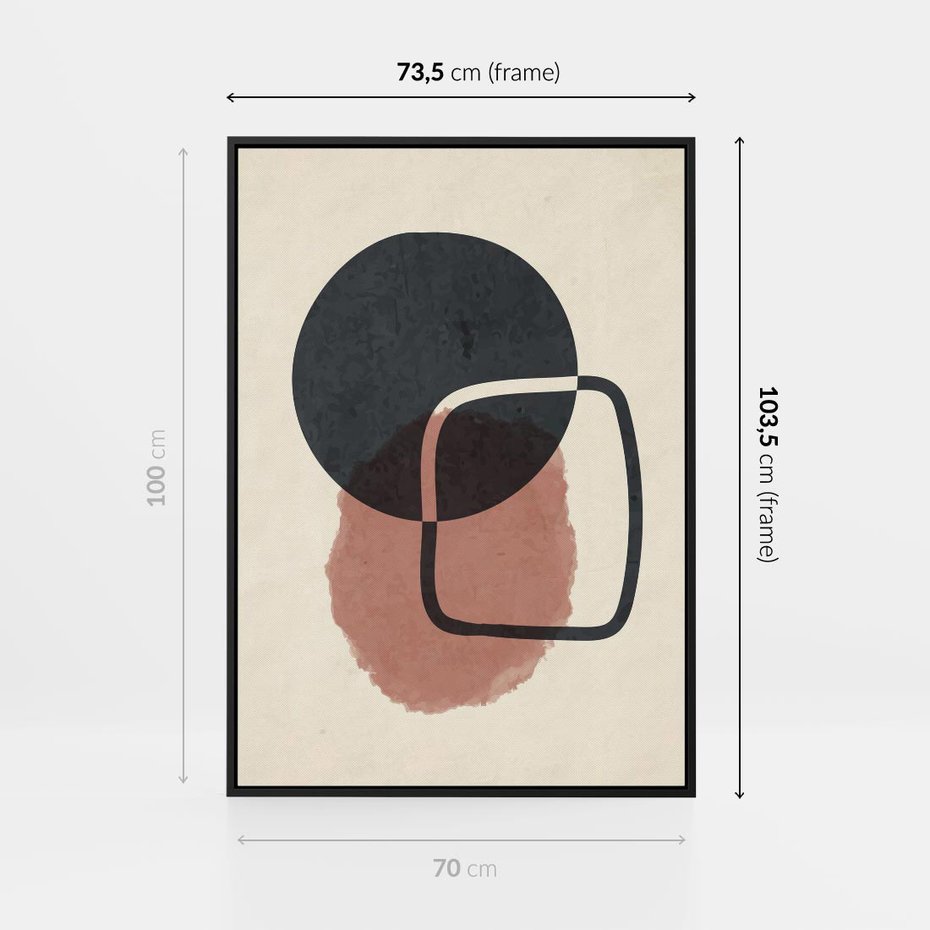 Obraz w ramie 70x100 - Abstrakcyjna Harmonia - abstrakcyjne nieregularne kształty, minimalistyczny plakat - rama czarna