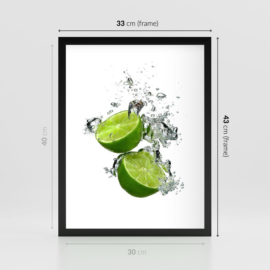 Plakat w ramie 30x40 - Kwaskowata moc limonki i cytryny - limonka, cytryna - rama czarna