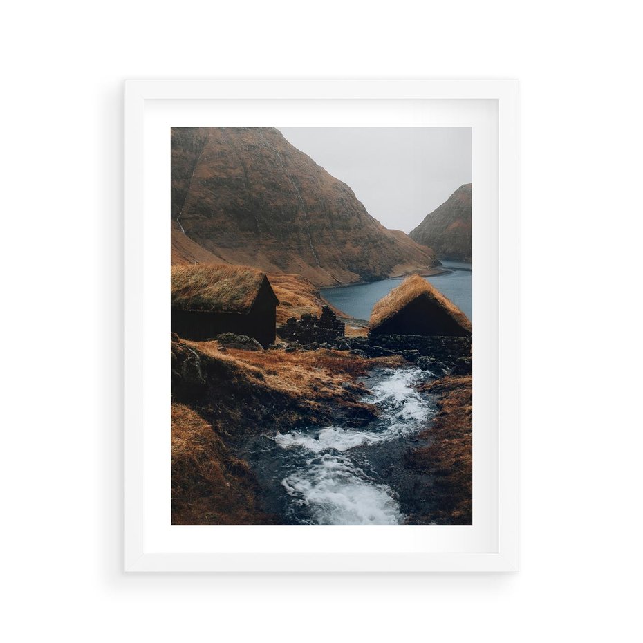 Plakat w ramie 40x50 - Spokój Natury - skandynawski, pejzaż - rama biała