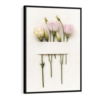 Obraz w ramie 50x70 - Białe kwiatowe uniesienia - białe, kwiaty - rama czarna