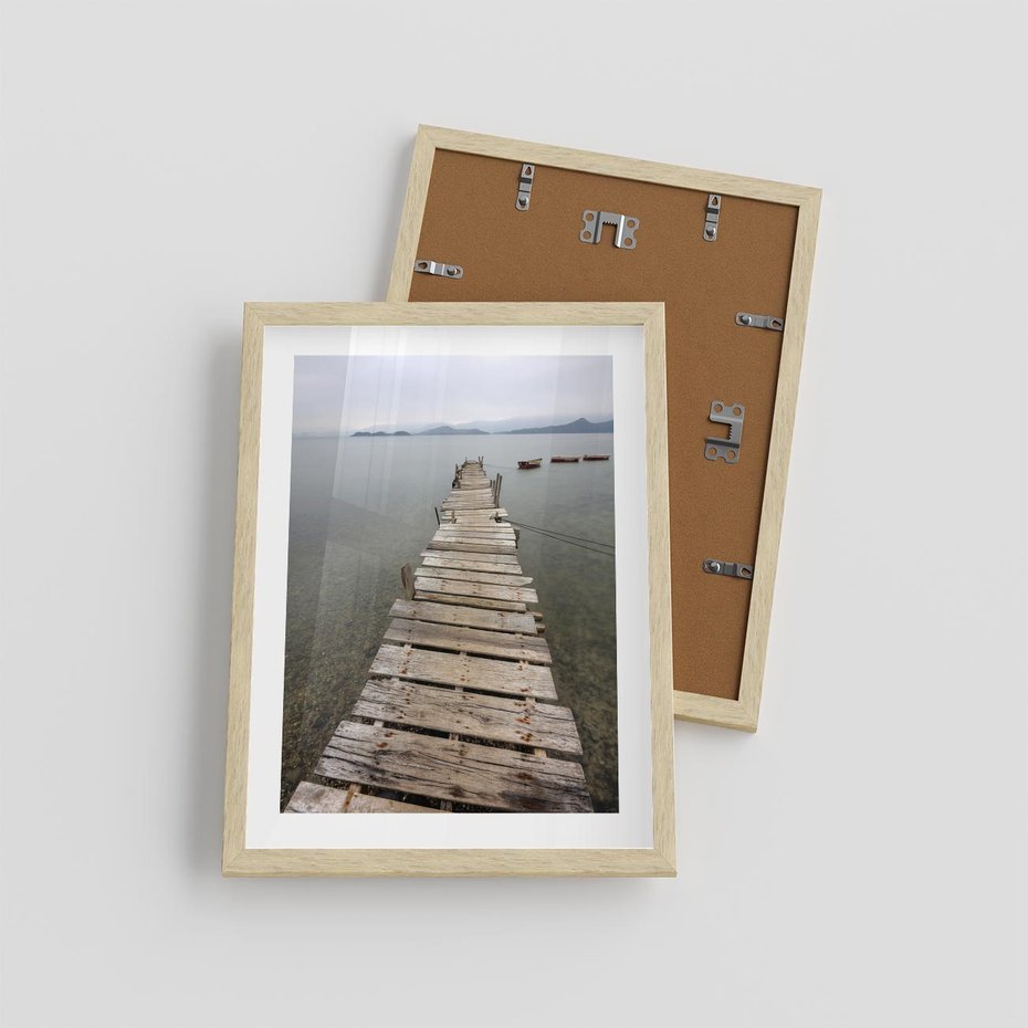 Plakat w ramie 30x40 - Jeziorne Refleksje - pomost, jezioro - rama drewno