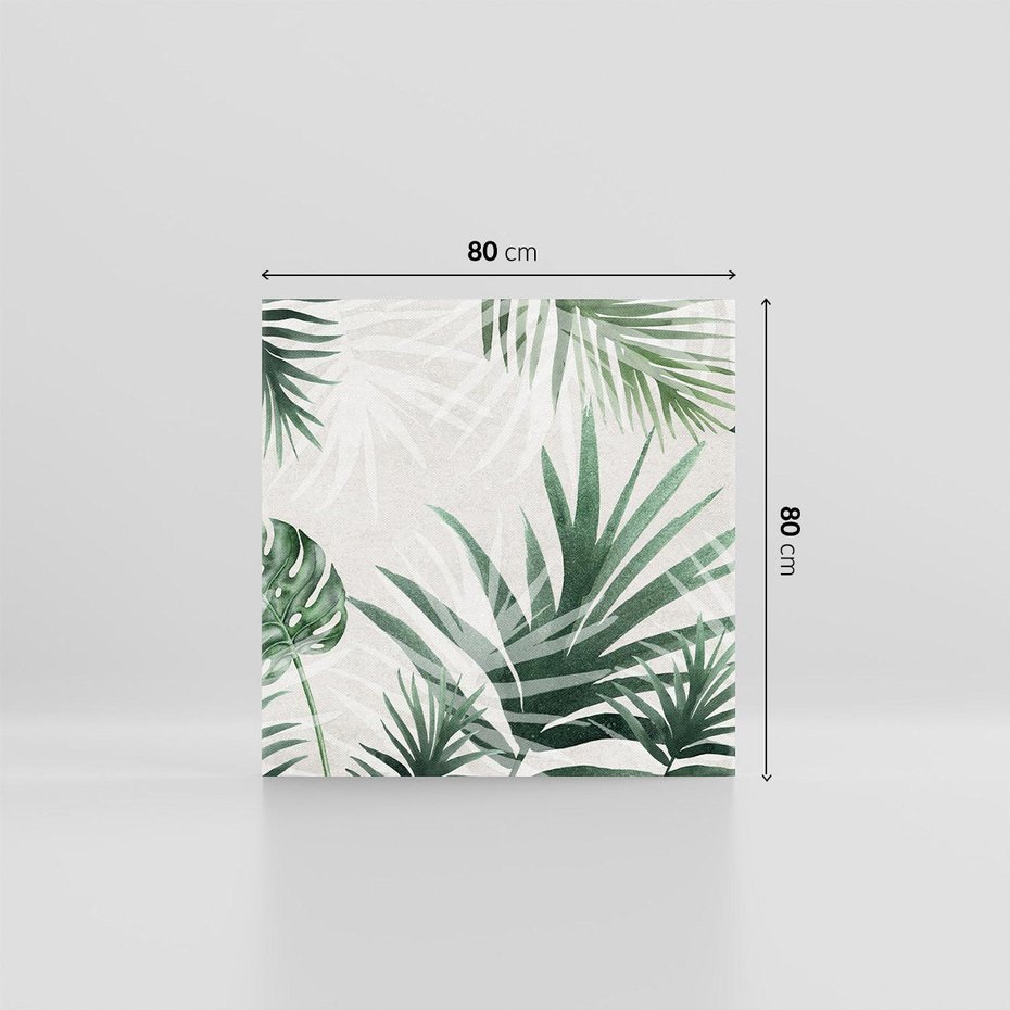 Obraz na płótnie 80x80 - Tropikalne Akwarele - tropikalne liście, akwarela