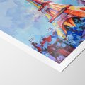 Plakat bez ramy 21x30 - Paryska Wieża - olejny abstrakcyjny obraz, wieża eiffla