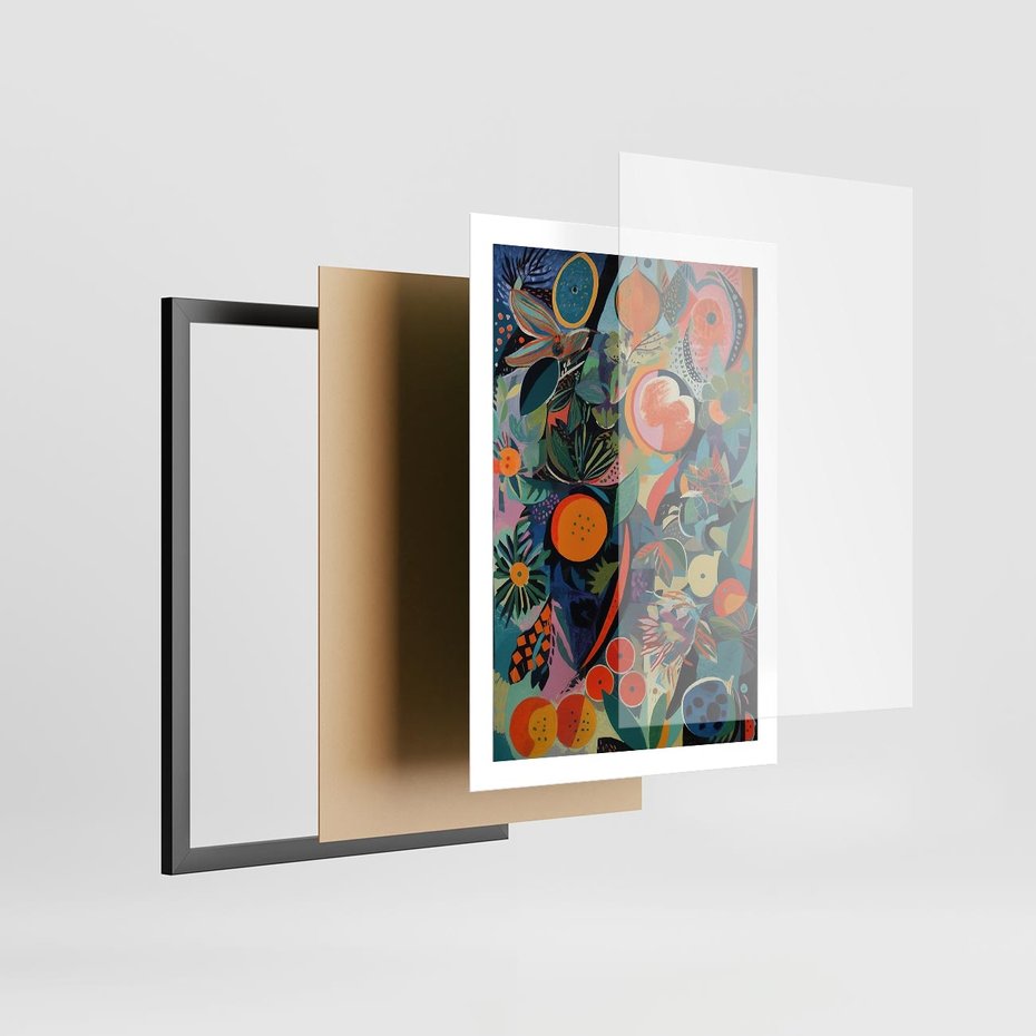 Plakat w ramie 50x70 - Echa Nietuzinkowych Wzorców - abstrakcyjny obraz olejny, jak picasso - rama czarna