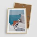 Plakat w ramie 50x70 - Magiczna Wyspa na Twojej Ścianie - Santorini, wyspa - rama drewno