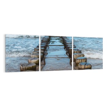 Obraz na płótnie 90x30 - Falochron na brzegu morza - falochron, morze