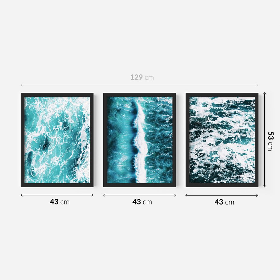 Zestaw obrazy w ramie 40x50 galeria - Morze, fale, ocean, spokój - rama czarna