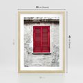 Plakat w ramie 30x40 - Okno z Czerwonymi Okiennicami - stare okno, kamienica - rama drewno