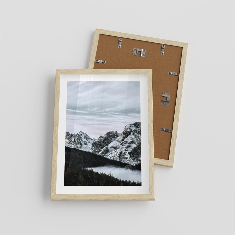 Plakat w ramie 30x40 - Malowniczy Krajobraz ze Śniegiem - góry, śnieg - rama drewno