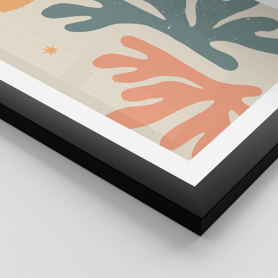 Plakat w ramie 30x40 - Inspirująca Równowaga - boho formy, kształty - rama czarna