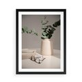 Plakat w ramie 50x70 - Eukaliptusowe liście w okularach - liście, eukaliptus - rama czarna