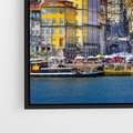 Obraz w ramie 50x50 - Kolorowa Przystań - nadmorskie miasto, kolorowe budynki - rama czarna