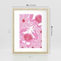 Plakat w ramie 40x50 - Roztańczone Kraby - różowe kwiaty i kraby, abstrakcyjna kompozycja - rama drewno