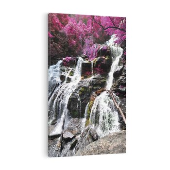 Obraz na płótnie 80x120 - Wodospad wśród majestatycznych gór - wodospad, góry