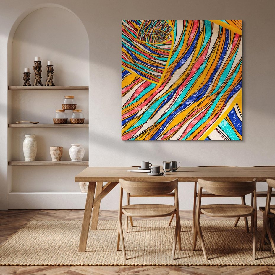 Obraz na płótnie 50x50 - Eksplozja Abstrakcyjnych Barw - abstrakcja