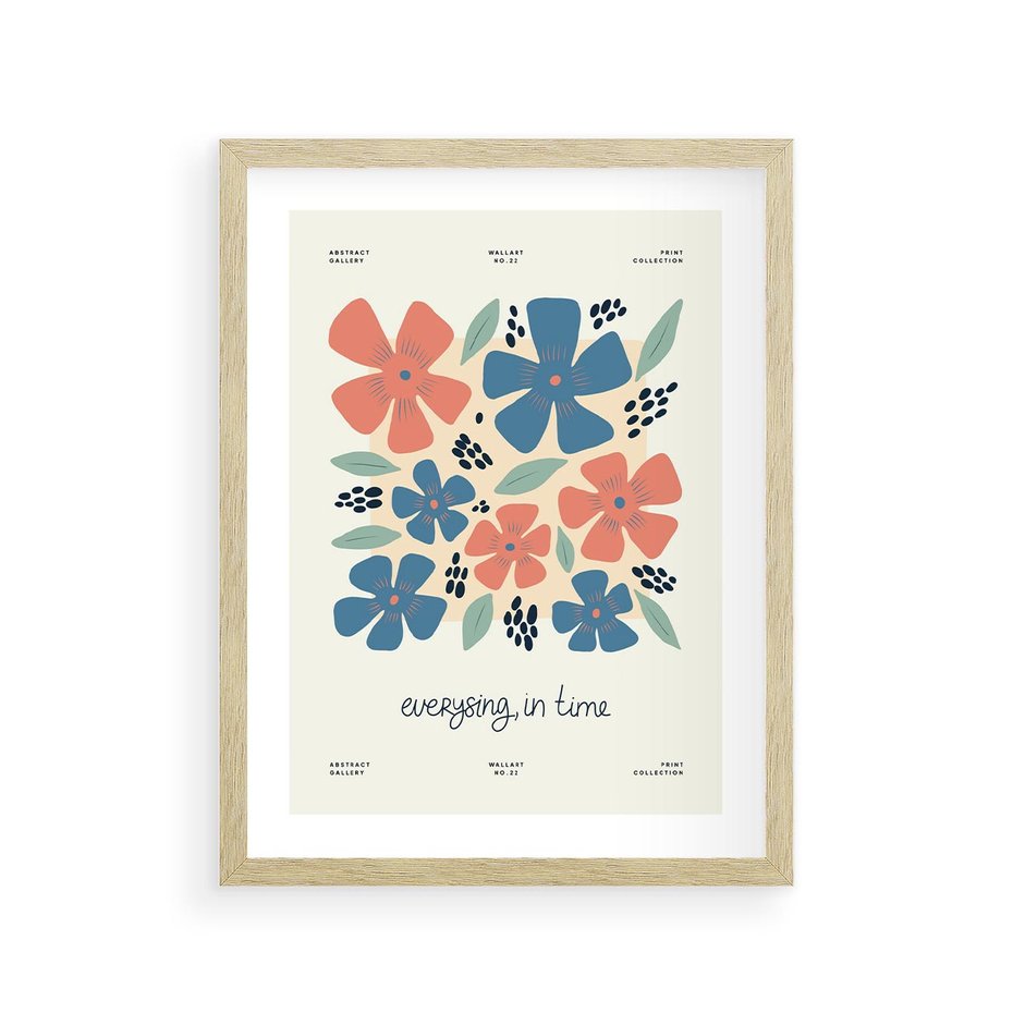 Plakat w ramie 30x40 - Kształtując Marzenia - kwiaty, nowoczesna abstrakcja - rama drewno