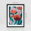 Plakat w ramie 30x40 - Symfonia Kwiatów - abstrakcyjna kompozycja kwiatowych form, kolor zgaszone - rama czarna
