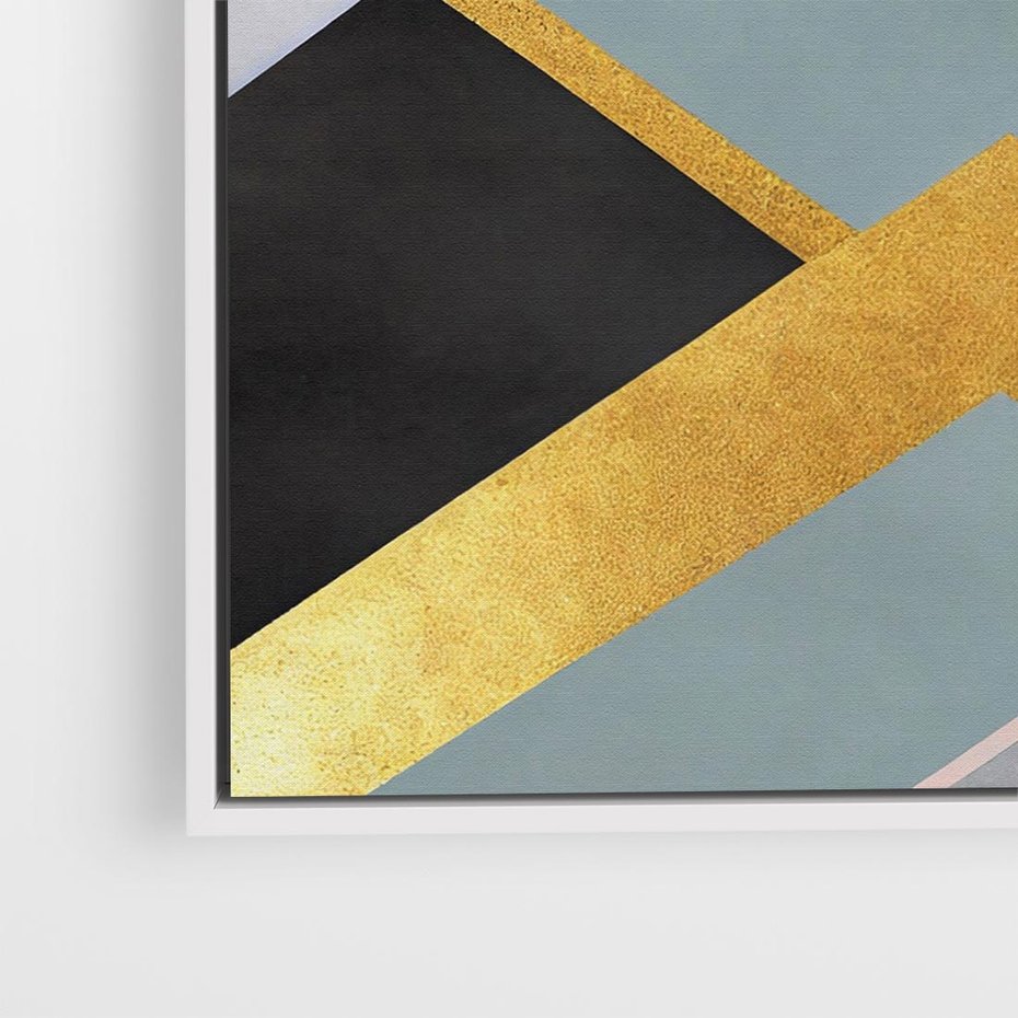 Obraz w ramie 50x50 - Geometryczne Elementy - geometryczne kształty, elementy złota - rama biała