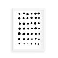 Plakat w ramie 30x40 - Migocące Anomalie - abstrakcyjna kompozycja z czarnych kropek, minimalistyczny czarno bialy plakat - rama biała