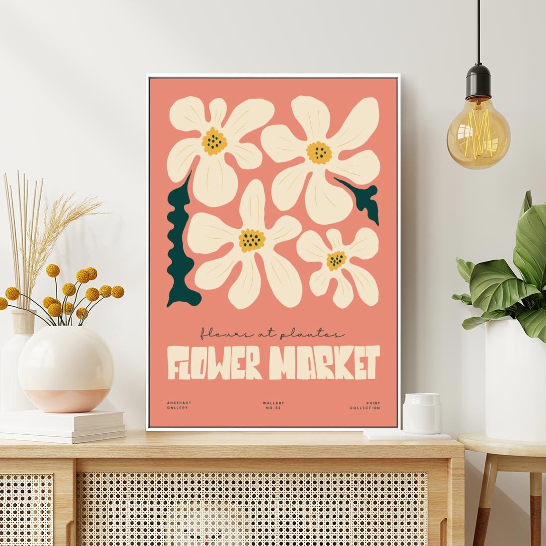 Obraz w ramie 50x70 - Szkicowane Kolorowe Uczucia - kwiatowa kompozycja, minimalizm - rama biała