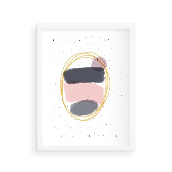 Plakat w ramie 50x70 - Migocące Odbicia - abstrakcyjna kompozycja, jak ręcznie malowana - rama biała