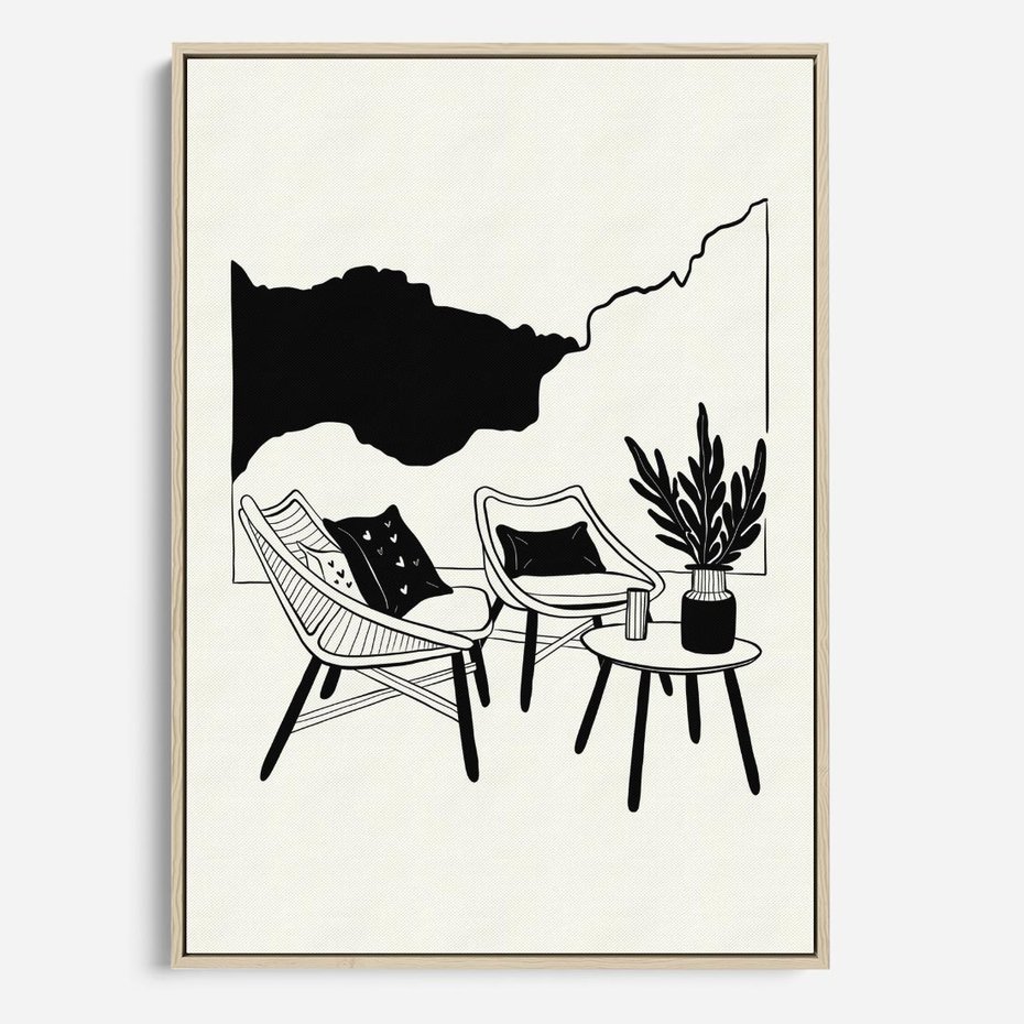 Obraz w ramie 50x70 - Boho Elegancja - boho wnętrze, salon - rama drewno