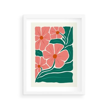 Plakat w ramie 40x50 - Energiczne Opowieści - kwiaty, sztuka nowoczesna - rama biała