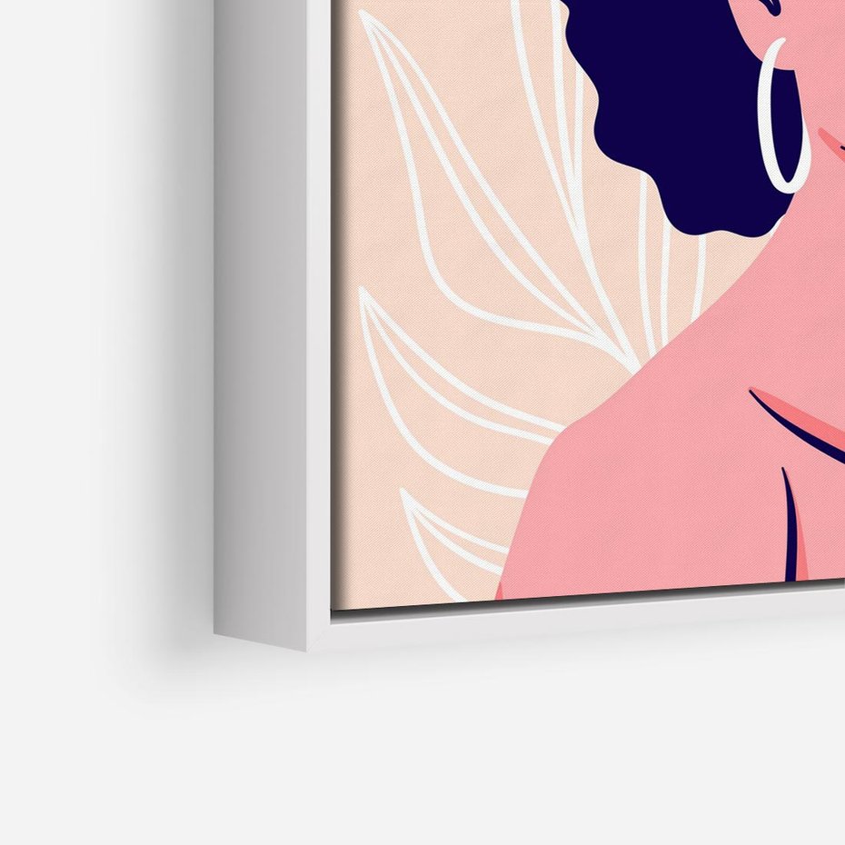 Obraz w ramie 80x80 - Kobiecy Kształt Świata - nowoczesny plakat, styl retro - rama biała