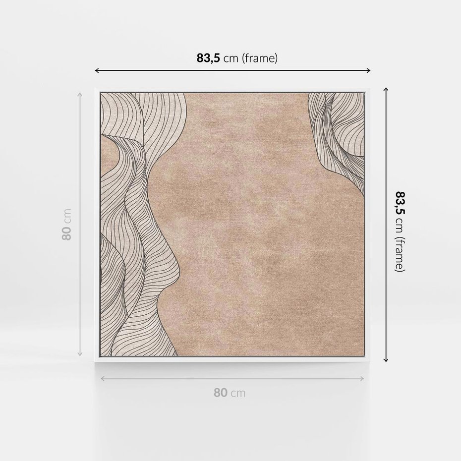 Obraz w ramie 80x80 - Symfonia uczuć i kształtów - delikatna kompozycja, falujące linie - rama biała