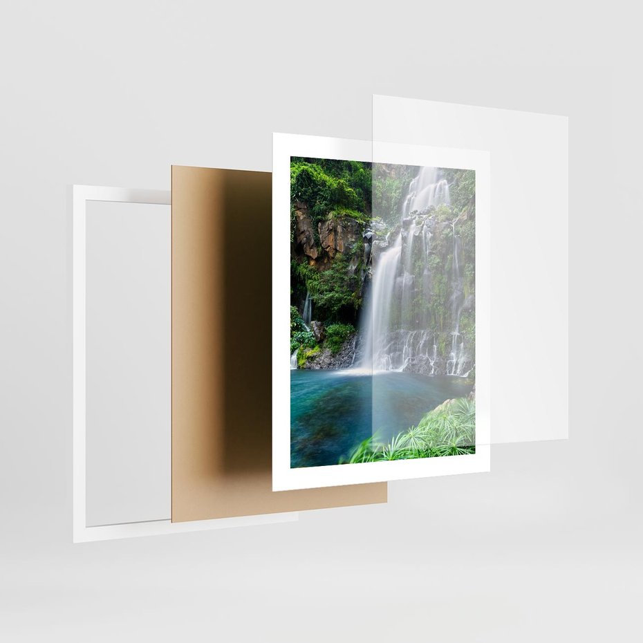 Plakat w ramie 40x50 - Tropikalny Wodospad - wodospad, tropikalny - rama biała